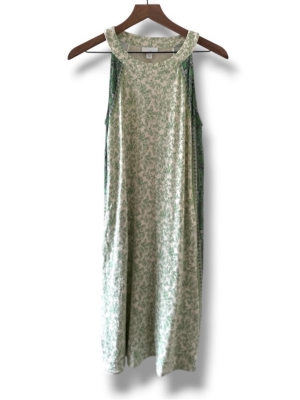 J. Jill Sleeveless Green Floral Sleeveless Dress Womens Size XS Bloomcore Sporty